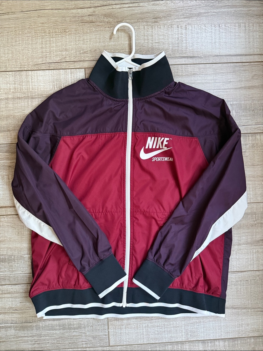 Nike Sportswear Burgundy & Black Colorblock Track Jacket – 2017 Retro Fit XL